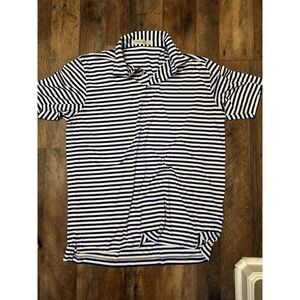 PETER MILLAR FEATHERWEIGHT UPF 50+ Blue Striped Short Sleeve Polo Performance L